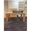 Image 1 : HEAVY DUTY WORK TABLE WHITE WITH NATURAL WOOD FINISH LEGS - APPROX. 63" ACROSS X 35" WIDE X 30"