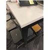 Image 2 : COUNTER HEIGHT WHITE TOP W/BLACK METAL FRAME OFFICE TABLE - 6FT ACROSS X 2 1/2FT WIDE X 3 1/2FT HIGH