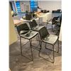 Image 2 : GROUP OF 3 BLACK LEATHER WITH METAL FRAMES COUNTER HEIGHT CHAIRS