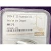 Image 3 : AUSTRALIAN 1 OUNCE 1 DOLLAR 2024 SILVER COIN - YEAR OF THE DRAGON MS70