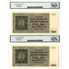 Image 2 : Bohemia & Moravia. National Bank of Bohemia & Moravia, 1944, Sequential Specimen Banknote Pair.