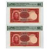 Image 1 : China. Central Bank of China, 1944, Sequential Pair of Issued Banknotes.