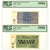 Image 1 : Czechoslovakia. Theresienstadt Ghetto, 1943, Issued Banknote Pair.
