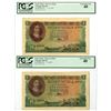 Image 1 : South Africa. Reserve Bank of South Africa, 1957, Issued Banknote Pair.
