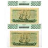 Image 2 : South Africa. Reserve Bank of South Africa, 1957, Issued Banknote Pair.