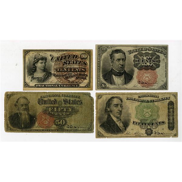 D.C., U.S. Fractional Currency, 1863 to 1864, Issued Fractional Quartet.