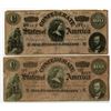 Image 1 : VA. Confederate States of America, $100, February 17, 1864, Issued Banknote Pair.