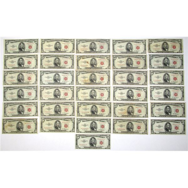 U.S. Note - Legal Tender, $5, Series of 1953A, Fr.# 1533, Issued Group of 31 Banknotes.
