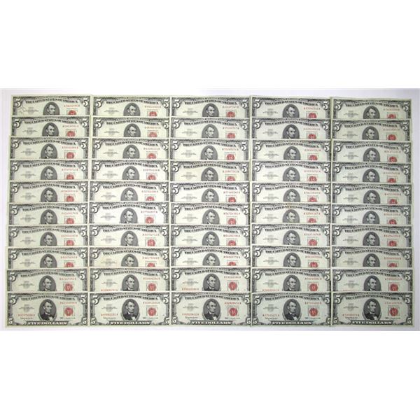 U.S. Note - Legal Tender, $5 Series of 1963, Fr.# 1536, Issued Group of 50 Banknotes.