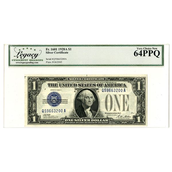 D.C., U.S. Silver Certificate, $1, Series of 1928A, Fr.# 1601, Issued Banknote.