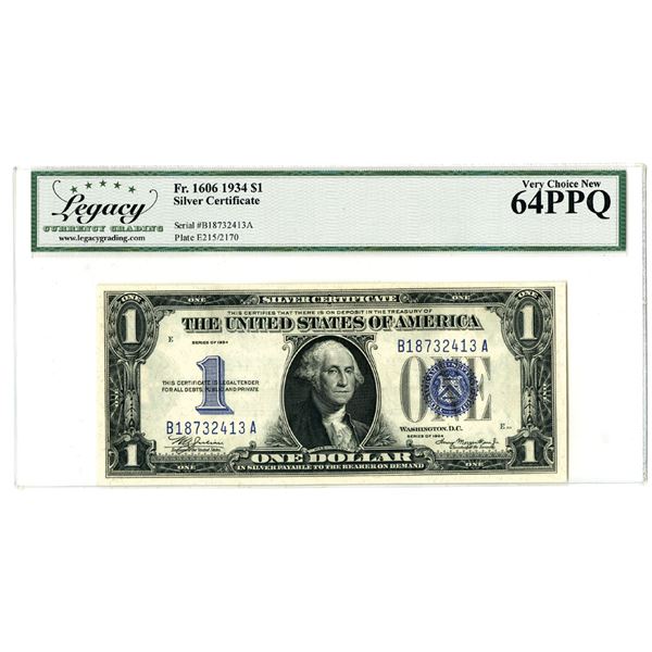 D.C., Silver Certificate, $1, Fr.1606, Series of 1934, Issued Banknote.