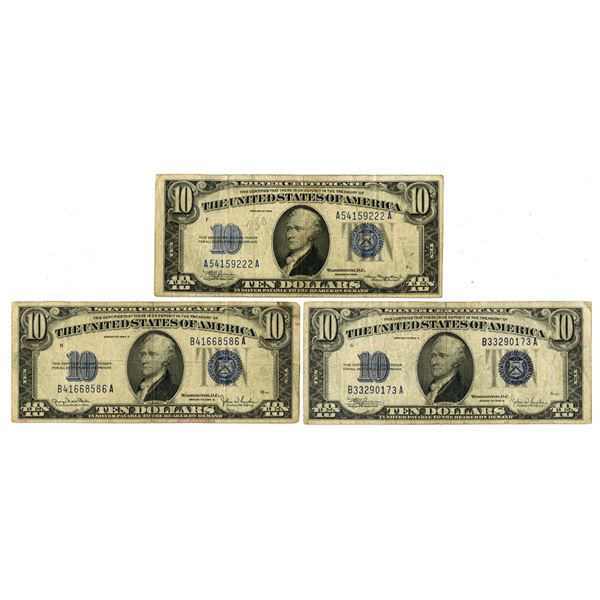 U.S. Silver Certificate, $1, Series of 1934, Issued Trio of Banknotes.