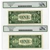 Image 2 : U.S. Silver Certificate, $1 Series of 1935D and Series of 1935F, Issued Star Note Banknote Pair.