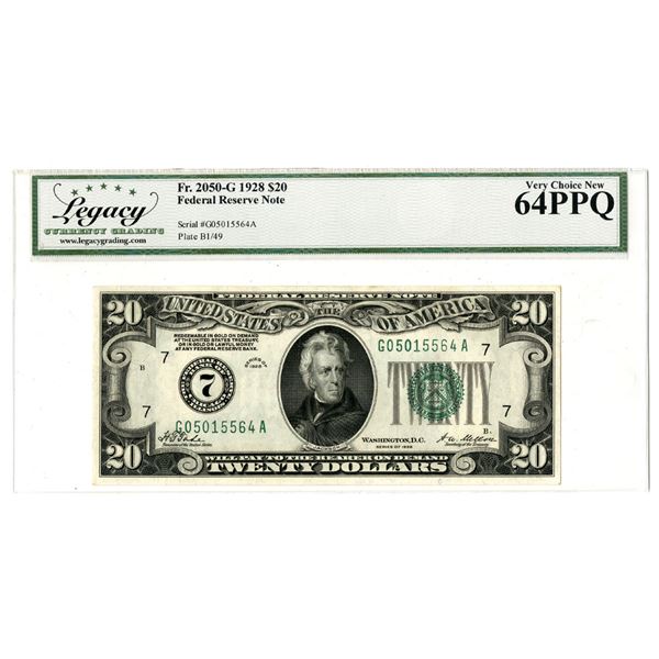 IL., Federal Reserve Note, Chicago, "District 7", Illinois, Series of 1928, $20, Fr.# 2050-G, Issued