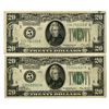 Image 1 : U.S. Federal Reserve Notes, $20, Series of 1928 and Series 1928A, Issued Banknote Pair.