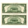 Image 2 : U.S. Federal Reserve Notes, $5, Series of 1934D, Fr.# 1960G, Sequential Issued Banknote Pair.