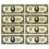 Image 1 : U.S. Federal Reserve Notes, $20, Series of 1934A, Issued Group of 8 Banknotes.