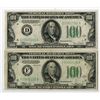 Image 1 : D.C., Federal Reserve Note, $100, Series of 1934A (Atlanta District F), and 1934C (Cleveland Distric