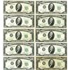 Image 1 : U.S. Federal Reserve Notes, $10, Series of 1950, Issued Group of 10 Banknotes and Star Notes.
