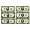Image 1 : U. S. Federal Reserve Notes, $20, Series of 1950A, Issued Group of 6 Star Notes.