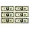 Image 1 : U.S. Federal Reserve Notes, $20, Series of 1963A, Issued Group of 6 Star Notes.