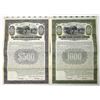 Image 1 : NY. Long Island Railroad Co , 1917, Specimen Gold Coupon Bond Pair.
