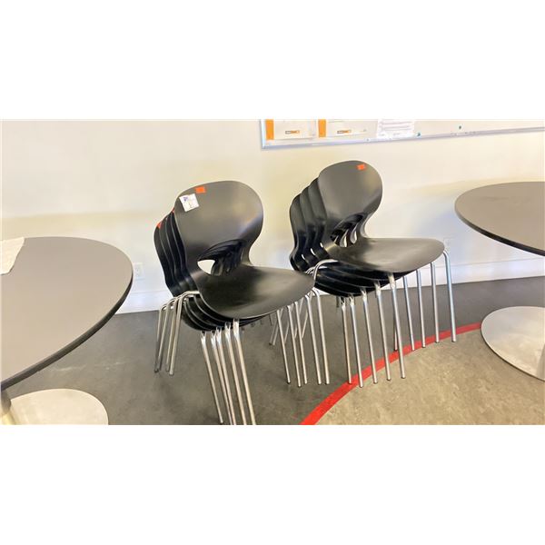 GROUP OF 10 BLACK STACKING LUNCH ROOM CHAIRS