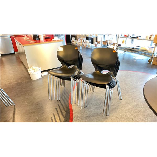 GROUP OF 10 BLACK STACKING LUNCH ROOM CHAIRS