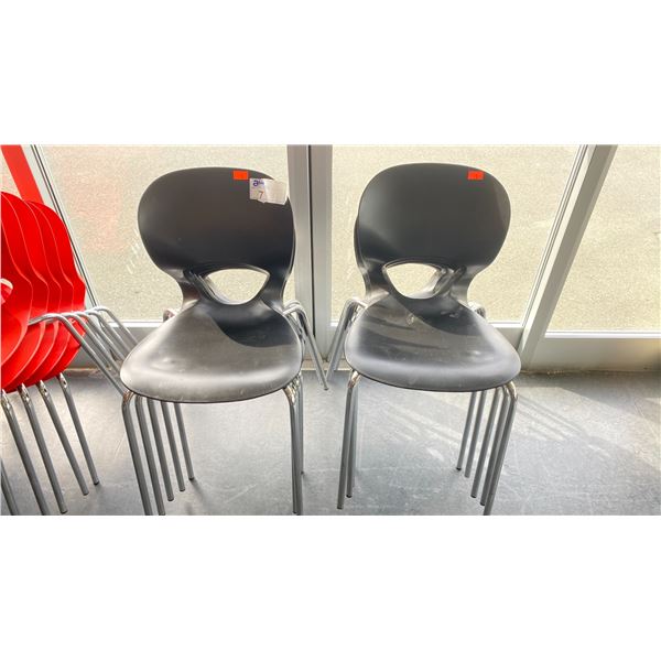 GROUP LOT OF 10 BLACK CHAIRS