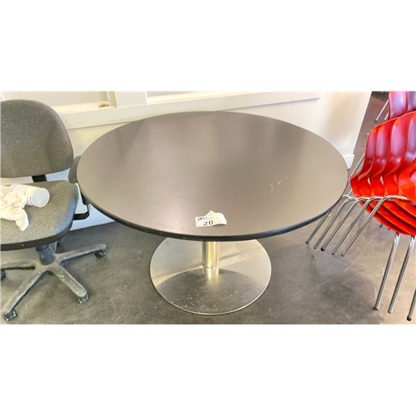 4' ROUND TABLE WITH METAL BASE- SOME SCRATCHES ON TOP