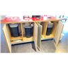 Image 3 : 74X44" ROLLING ISLAND WITH RECYCLE/GARBAGE DROPS. INC GARBAGE BINS BUT NO OTHER CONTENTS. LOCKABLE
