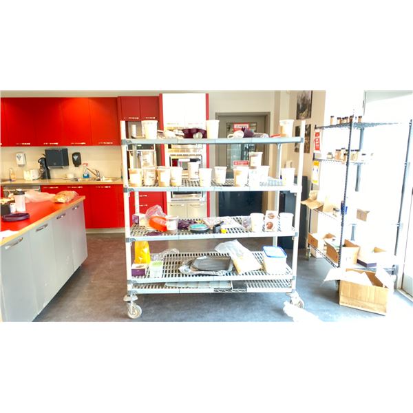 METRO RACK WITH PLASTIC SHELF COVERS NO CONTENTS 60X24" 5 SHELVES