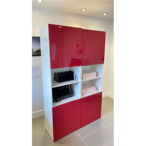 IKEA 48X76" CABINET WITH GLOSS RED DOORS NO CONTENTS