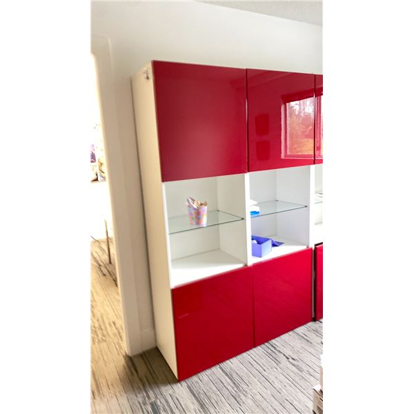 IKEA 48X76" CABINET WITH GLOSS RED DOORS NO CONTENTS
