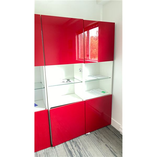 IKEA 48X76" CABINET WITH GLOSS RED DOORS NO CONTENTS