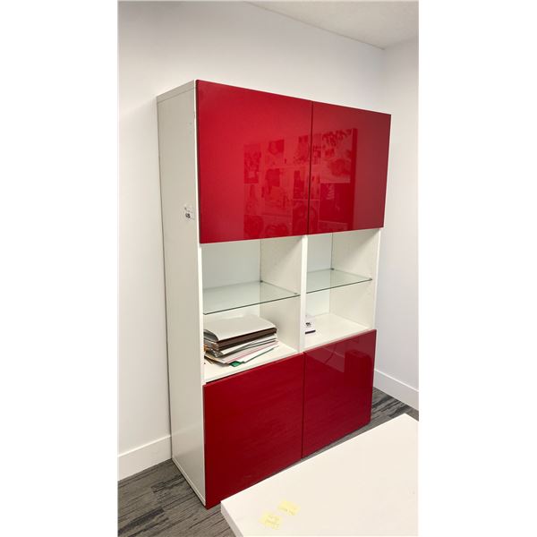 IKEA 48X76" CABINET WITH GLOSS RED DOORS NO CONTENTS