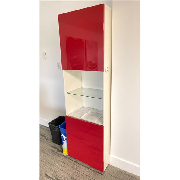 IKEA 24X76" CABINET WITH GLOSS RED DOORS NO CONTENTS