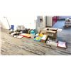 Image 2 : GROUP LOT OF OFFICE SUPPLIES. TAPE DISPENSERS, WRAP PAPER, FLOWER GARLANDS, MASKS, FOLDER, PAPER