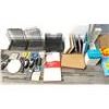 Image 4 : GROUP LOT OF OFFICE SUPPLIES. TAPE DISPENSERS, WRAP PAPER, FLOWER GARLANDS, MASKS, FOLDER, PAPER