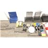 Image 5 : GROUP LOT OF OFFICE SUPPLIES. TAPE DISPENSERS, WRAP PAPER, FLOWER GARLANDS, MASKS, FOLDER, PAPER