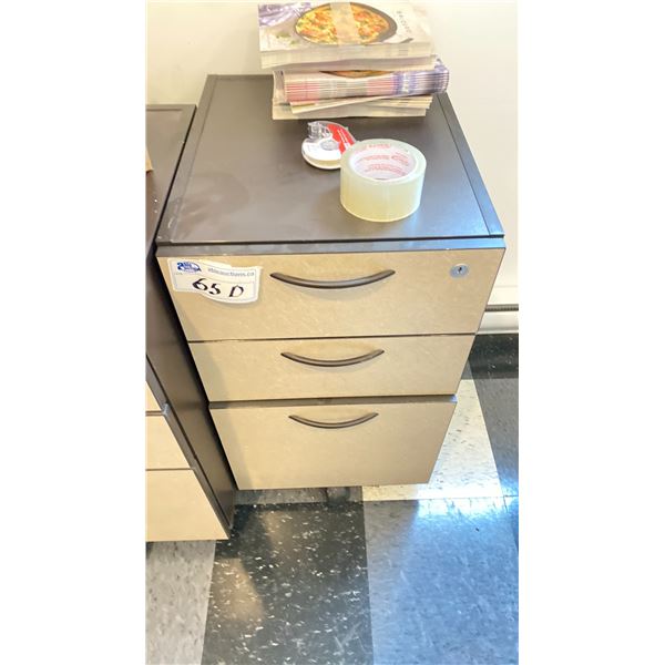 3 DRAWER ROLLING OFFICE CABINET WITH CONTENTS