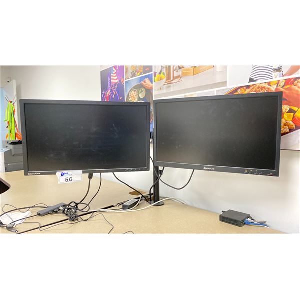PAIR OF LENOVO MONITORS, 21", 24" WITH STAND