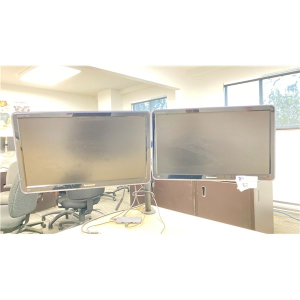 PAIR OF LENOVO MONITORS, 21" WITH STAND