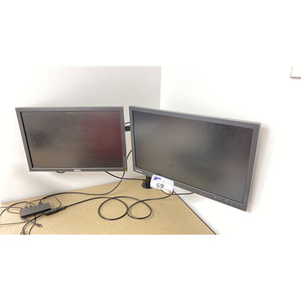 PAIR OF MONITORS WITH STAND. LENOVO 21", DELL 20"