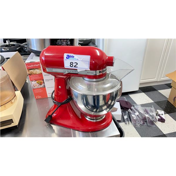 KITCHENAID RED ARTISAN MIXER MODEL KSM150PSER WITH DOUGH HOOK