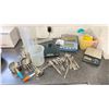 Image 1 : GROUP LOT OF WEIGHTS AND MEASURES. DIGITAL SCALES, MEASURING CUPS, FUNNELS, LIQUID MEASURES