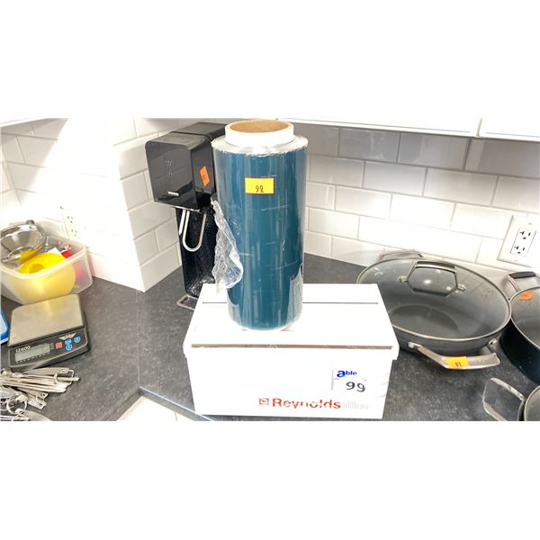 METAL CLING FILM DISPENSER PLUS EXTRA ROLL OF SARAN