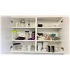 Image 3 : CONTENTS OF UPPER CABINETS. INSULATED SILVER TEAPOTS, MEASURING CUPS, SPICES, ETC