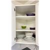 Image 4 : CONTENTS OF UPPER CABINETS. INSULATED SILVER TEAPOTS, MEASURING CUPS, SPICES, ETC