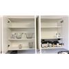 Image 7 : CONTENTS OF UPPER CABINETS. INSULATED SILVER TEAPOTS, MEASURING CUPS, SPICES, ETC